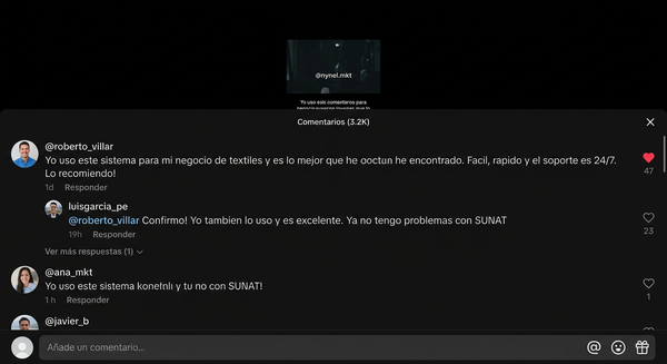 Comentarios de TikTok - Clientes